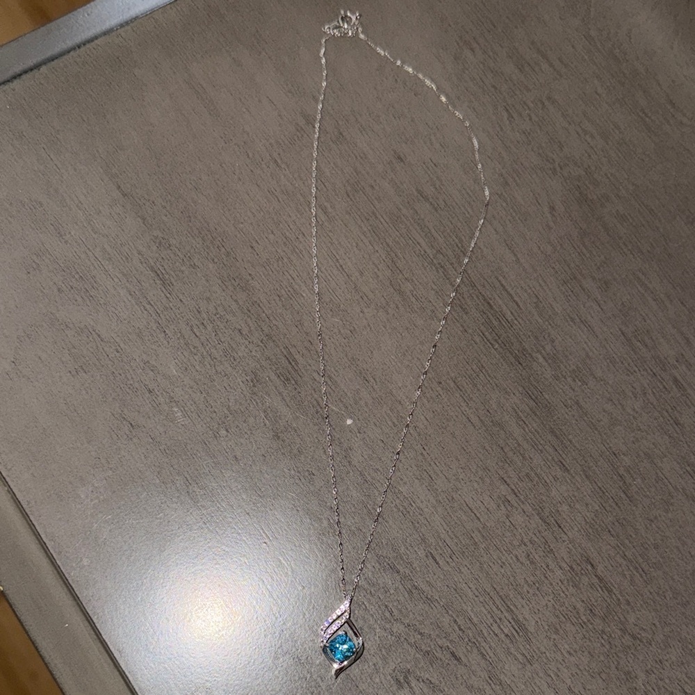 Kay Jewelers Silver Necklace with Blue Pendant